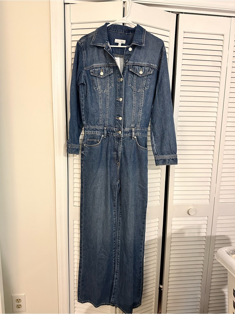 LOFT Women's Blue Denim Jumpsuit Overalls